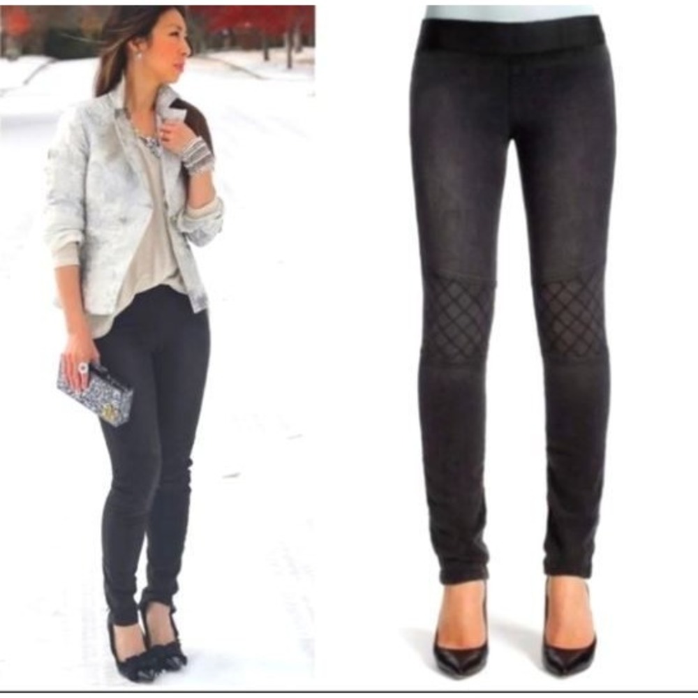 CAbi Jeans 516 Black Moto Stitch Skinny Leggings size 8 Pull On‎ Elastic Waist